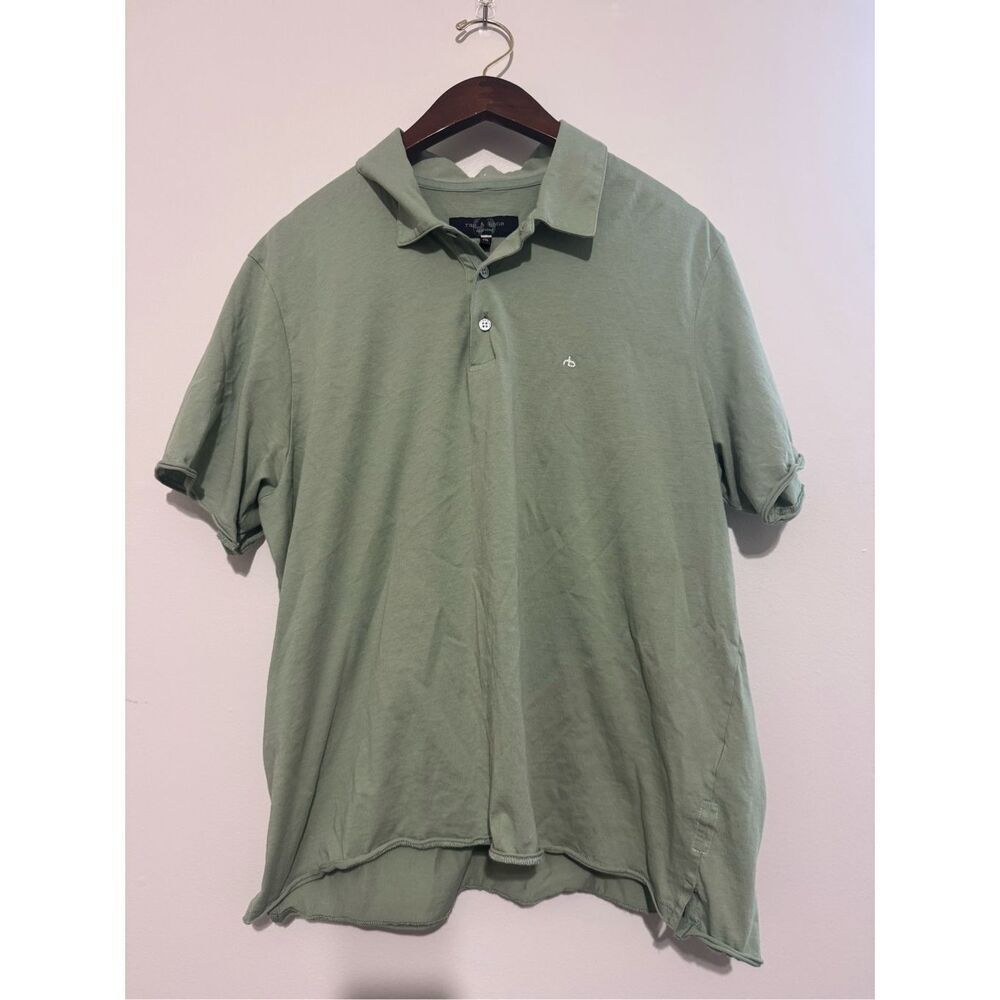 Rag & Bone Mens Principal Jersey Organic Cotton Polo Shirt XXL Light Green